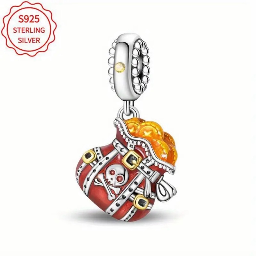 🆕 9.25 Sterling Silver - Pirate Treasure - Skull Accent - Charm ☠️🏴‍☠️